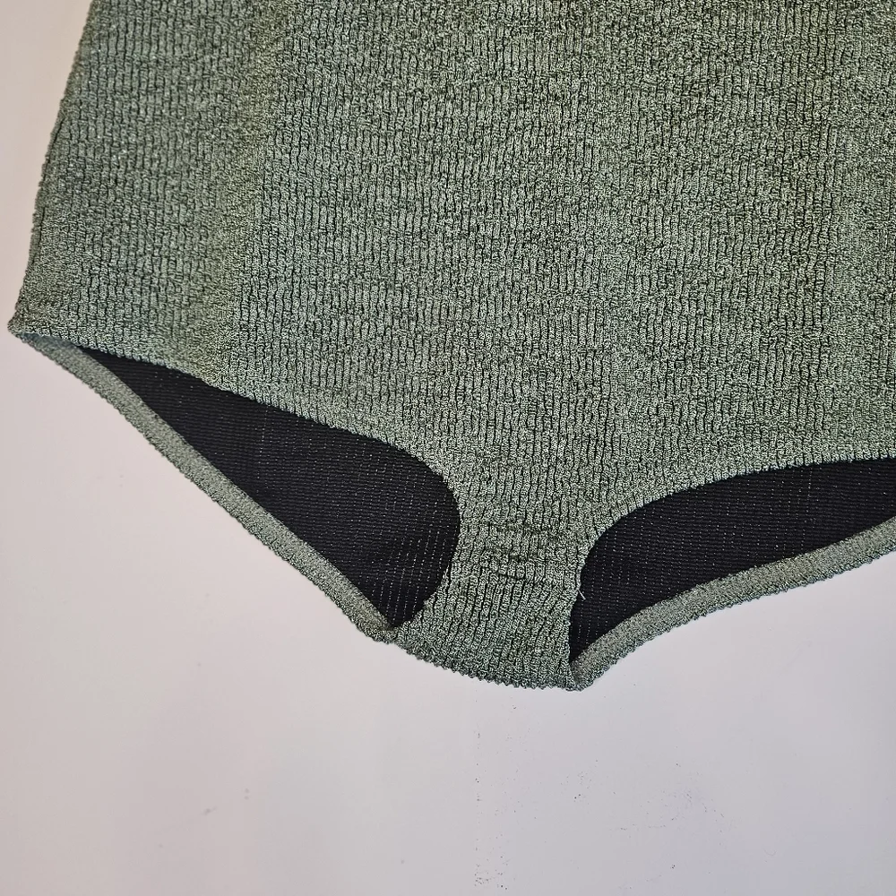 NWT Zara High Rise Metallic Green Briefs Micro Shorts  Size L - Picture 3 of 6